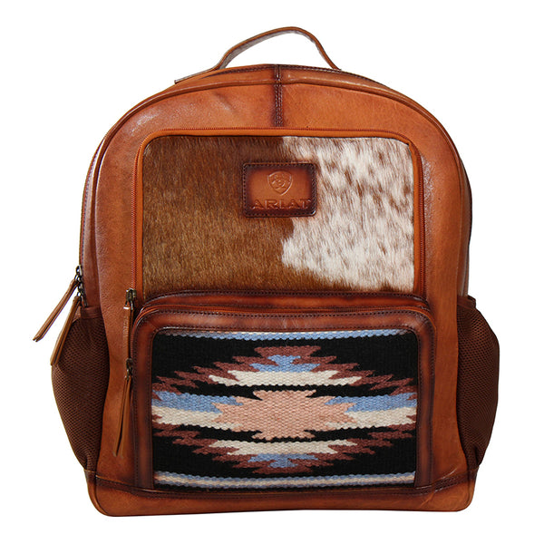 ariat laptop backpack Ariat Aztec Calf Hair Brown Backpack – Corral Western Wear