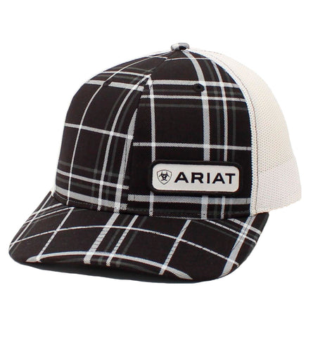 Ariat Men's Black White Plaid Cap