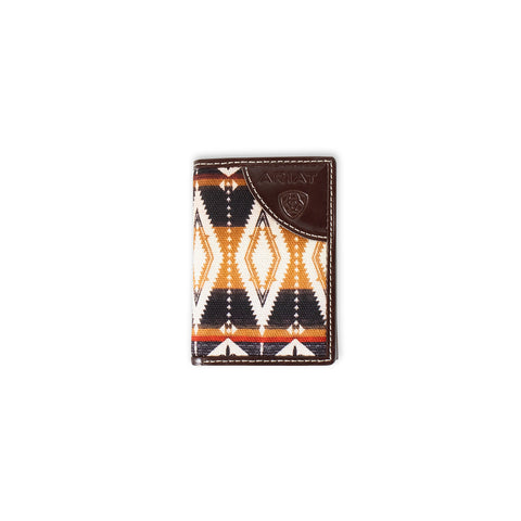 Ariat Men's Southwestern Fabric Brown Trifold Wallet
