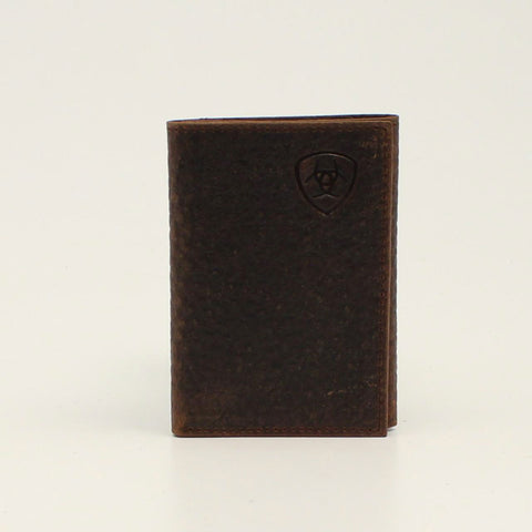 Ariat Men's Shield Logo Brown Trifold Wallet