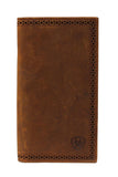 Ariat Men's Perforated Edge Brown Shield Rodeo Wallet