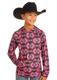 Rock&Roll Boy's Aztec Pink Hoodie