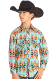 Rock&Roll Boy's Woven Dale Teal Shirt