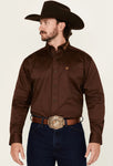 Ariat Men's Team Logo Twill Fitted Brown Blue Shirt