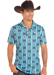 Rock&Roll Men's Printed Blue Polo