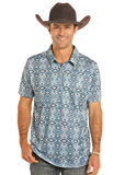 Rock&Roll Men's Printed Blue Polo