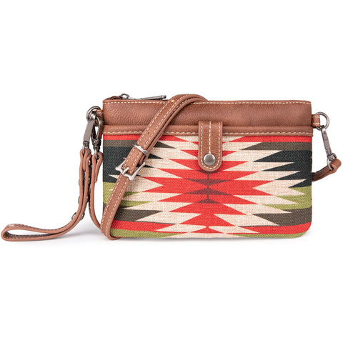 Wrangler Southwestern Art Print Brown Clutch/Crossbody