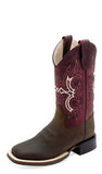 Old West Youth Boy's Dark Brown/Maroon Leather Boots