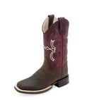 CLEARANCE Old West Children Boy's Brown/Maroon Western Boots