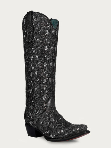 Corral Women's Glitter Overlay Black Boots