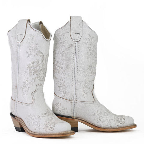 CLEARANCE Old West Children Girl's White Western Boots