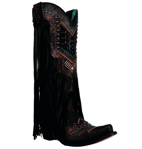 Corral Women's Lamb Fringe Black Boots