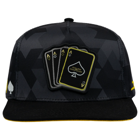 JC Hats Men's Poker Camo Black Yellow Cap