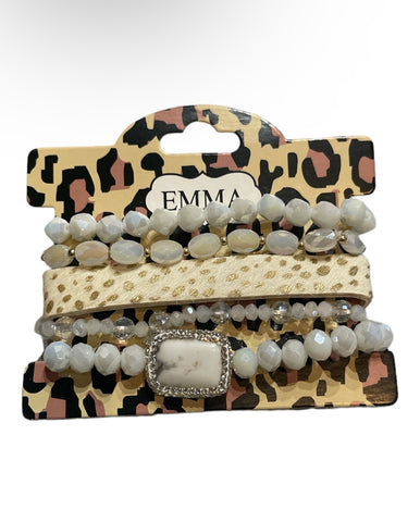 Emma Jewelry Wms Stacked White Bracelet Set 74754