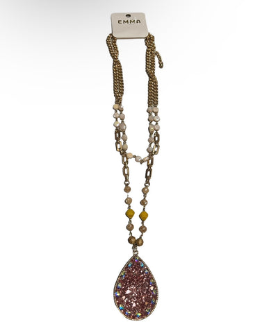 Emma Jewelry Women's Layered Rhinestone Rose Gold Necklace