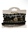 Emma Jewelry Women's Beaded Black Bracelet Set
