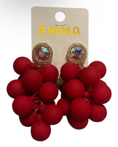 Emma Jewelry Women's Sphere Drop Red Earrings
