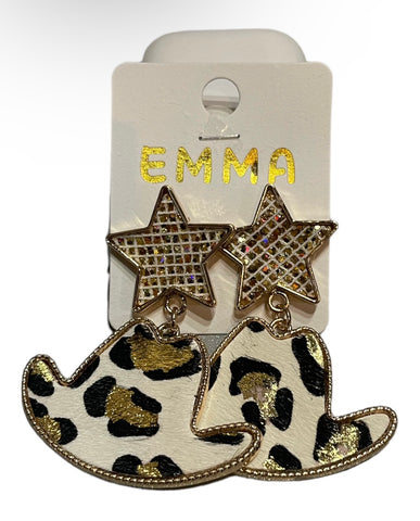 Emma Jewelry Wms Cowboy Hat White Earrings 93227