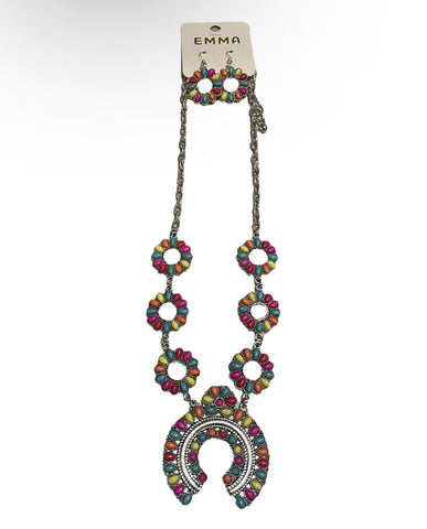 Emma Jewelry Women's Squash Blossom Multicolor Necklace