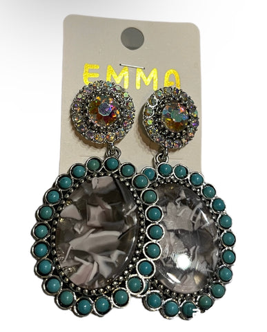 Emma Jewelry Wms Oval Grey Stone Earrings 93259