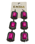 Emma Jewelry Wms 3-tier Rectangle Fushia Earrings 93279