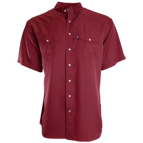 Hooey Youth "Sol" Maroon Short Sleeve Pearl Snap Shirt