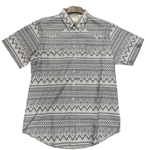 Roper Men's Horizontal Aztec Grey Shirt