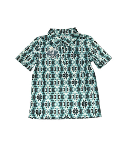 Rock&Roll Boy's Printed Aztec Turquoise Polo