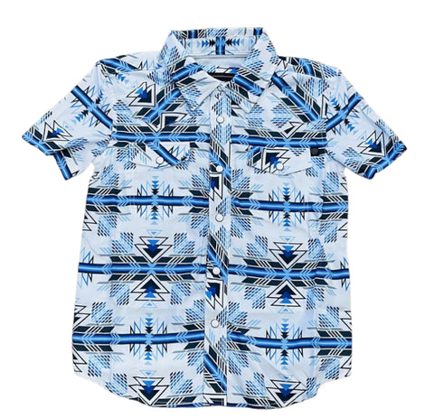 Rock&Roll Boy's Aztec Blue Snap Shirt