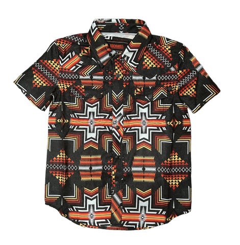 Rock&Roll Boy's Aztec Black Snap Shirt