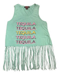 Rock&Roll Women's Tequila Fringe Turquoise Top