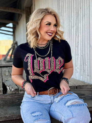 Texas True Threads Women's Leopard Black T-Shirt