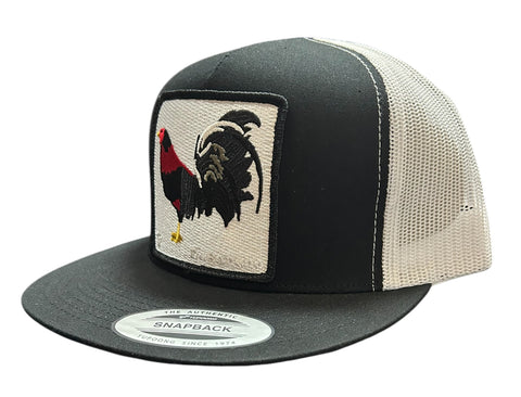 De Rancho Rooster Black White Cap