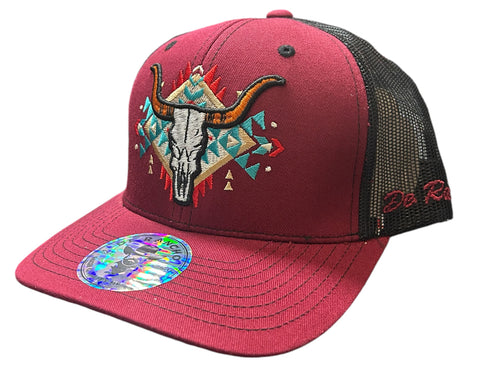 De Rancho Aztec Bull Burgundy Cap