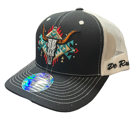 De Rancho Aztec Bull Black/White Cap