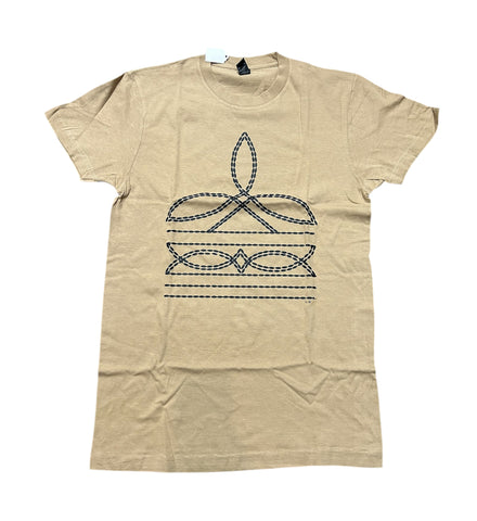 Lucky & Blessed Life Boot Stitch Camel T-Shirt