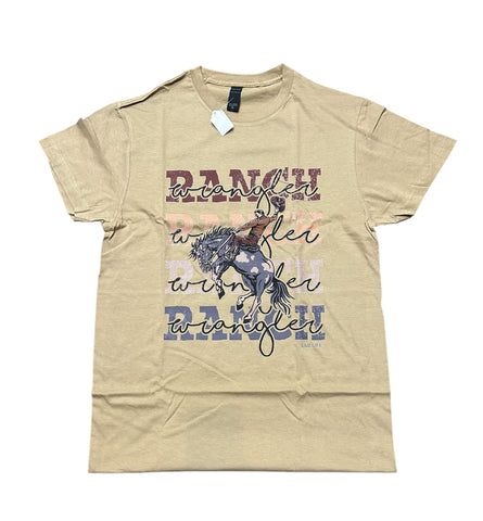 Lucky & Blessed Life Ranch Wrangler Camel T-Shirt