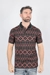 Platini Jeans Men's Aztec Print Black Polo