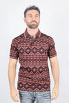 Platini Jeans Men's Aztec Print Burgundy Polo