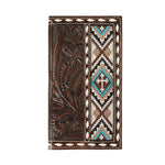 Nocona Men's Floral Embossed Cross Embroidered Brown Rodeo Wallet