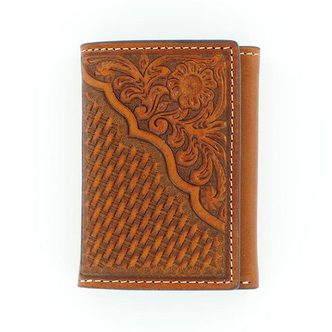 Nocona Pro Basketweave Trifold Tan Wallet