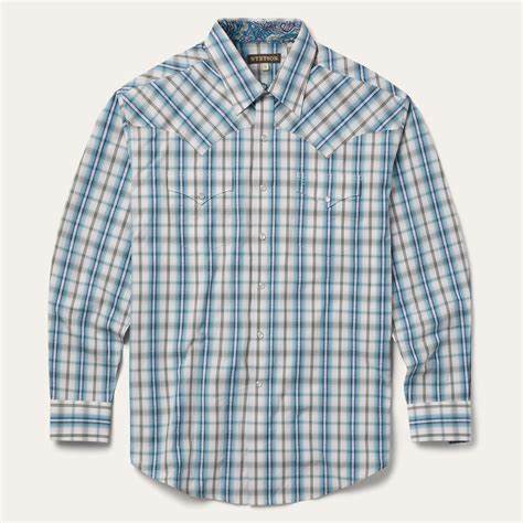 Stetson Men's Plaid Blue Shirt