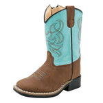 CLEARANCE Old West Boy's Blue/Brown Leatherette Boot