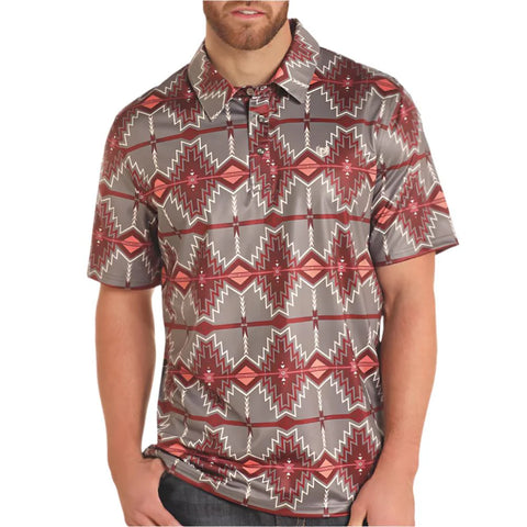 Panhandle Men's SS Aztec Burgundy Polo