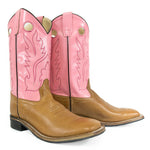 Old West Toddler Girl's Tan/Pink leather Western Boots