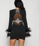BANJUL Rhinestone Black Bodycon Mini Dress