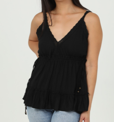 Angie Women's V-Neck Black Top