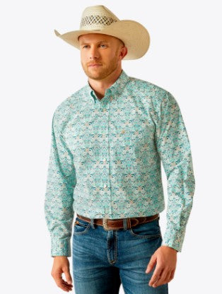 Ariat Men's Jerome Classic Fit Teal Shirt