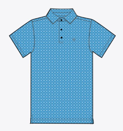 Ariat Men's All Over Print Ibiza Blue Mini Geo Print Polo