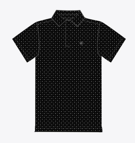 Ariat Men's All Over Print Black Mini Star Print Polo
